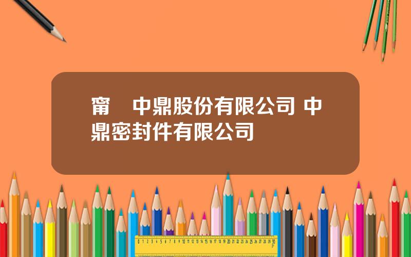 甯國中鼎股份有限公司 中鼎密封件有限公司